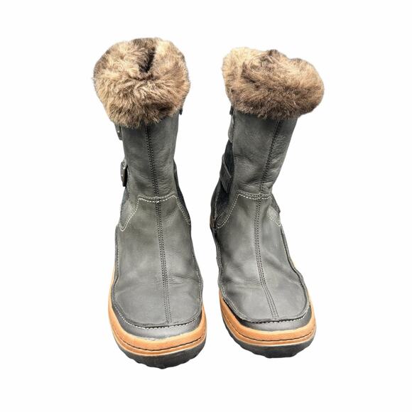 Merrell Decora Chant Leather Winter Boots Black 9.5 Waterproof Fur Trim - Picture 3 of 13